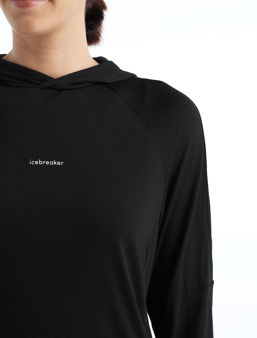 Black Women's Icebreaker Cool-Lite™ Merino Hoodie Long Sleeve | USA 1637JPQJ